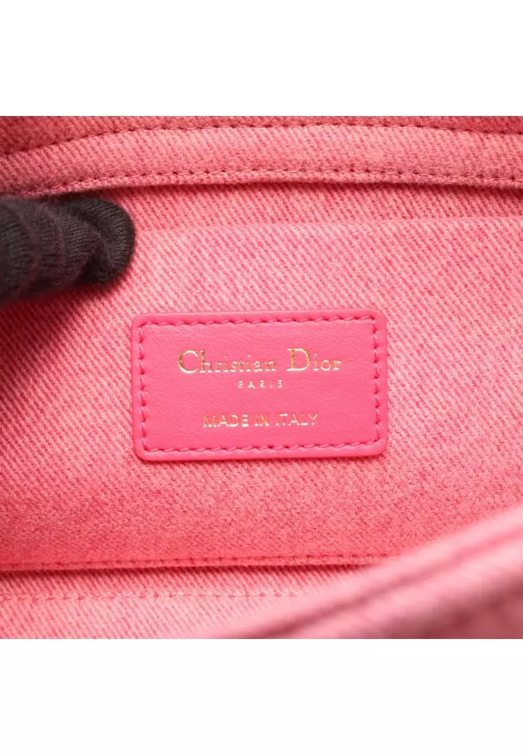 Pre-Loved Christian Dior Lady D-Joy Medium Canage Handbag denim pink 3WAY