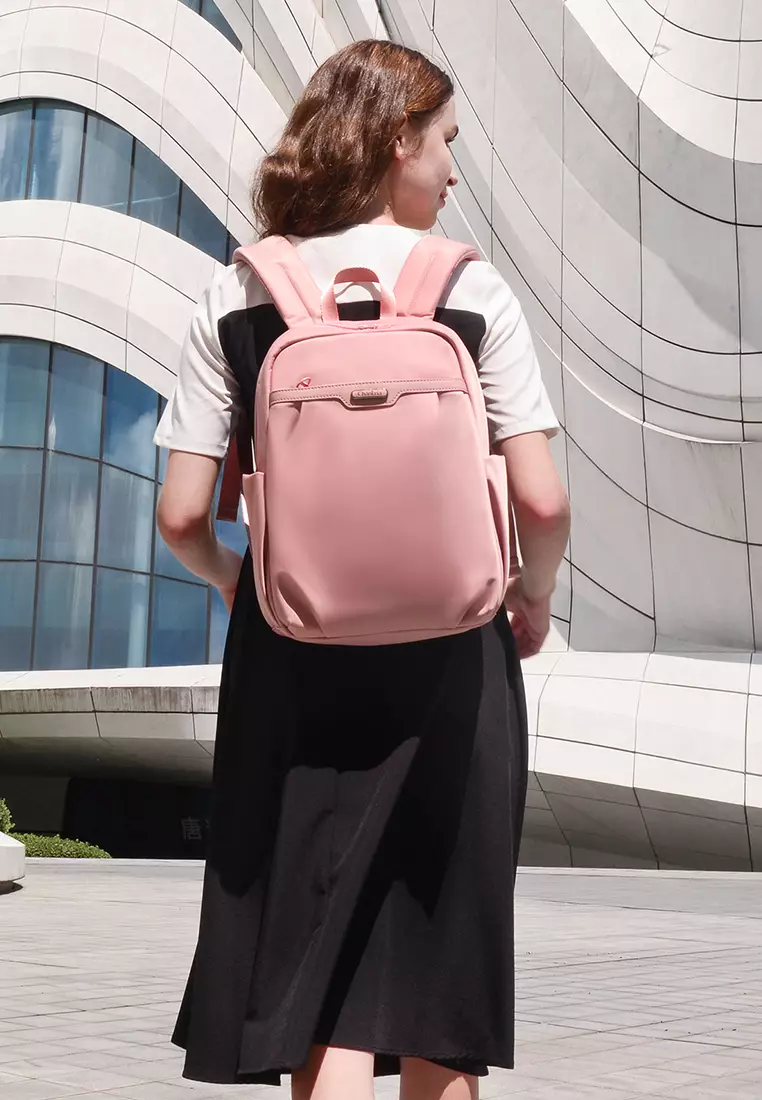 Solid Color 15.6'' Laptop Compartment Light Nylon Waterproof Knapsack Backpack For Women