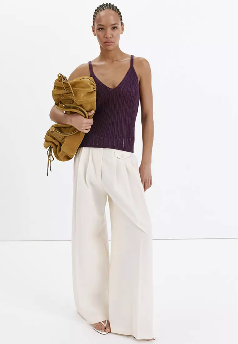 Openwork Lurex Knit Top
