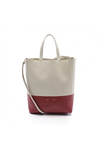 Celine Pre-loved CELINE vertical Cabas Handbag Leather Tote Bag light grey  dark purple red 2 Way Style 2023 | Buy Celine Online | ZALORA Hong Kong