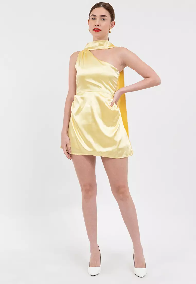 Sabina One-Shoulder Draped Mini Dress