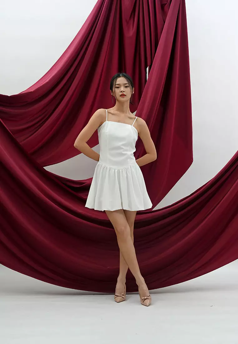 Balloon Mini Dress in White