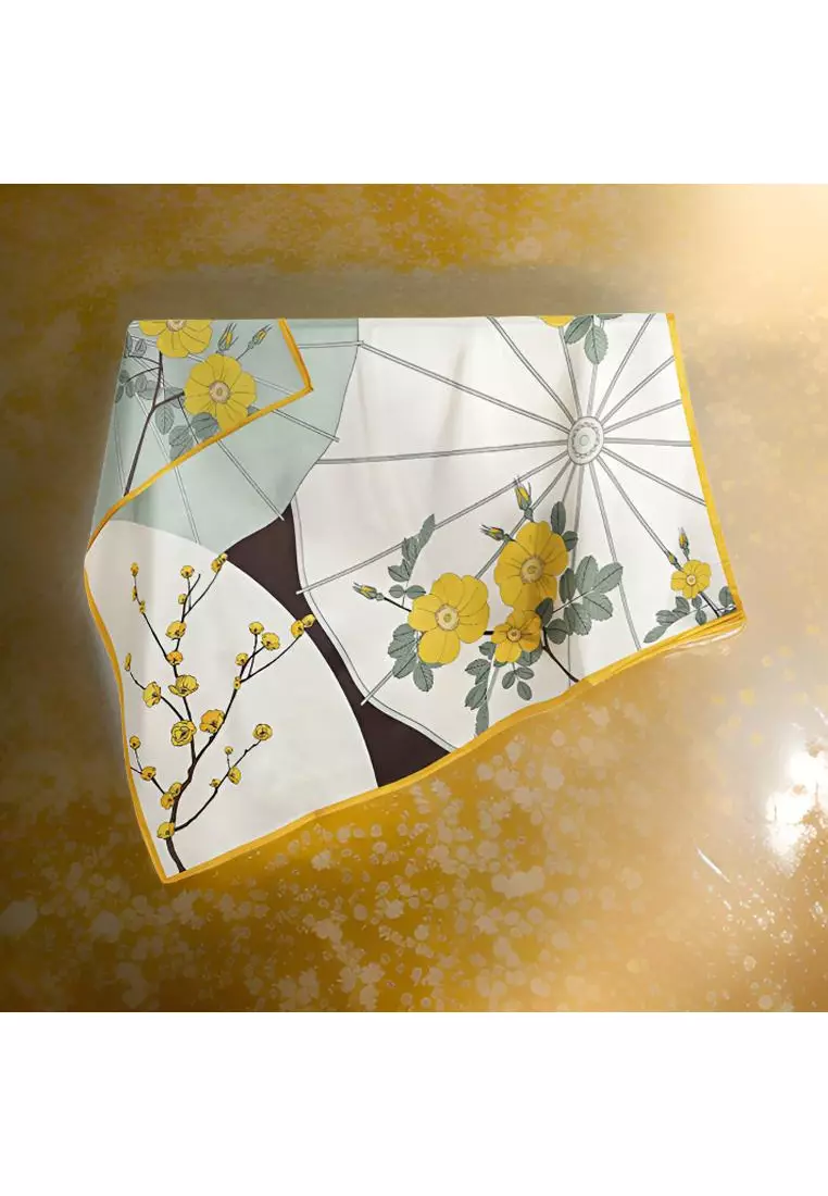 Luxury Silk Ladies' Large Scarf, Sun-Proof Crepe Satin, Premium Souvenir.