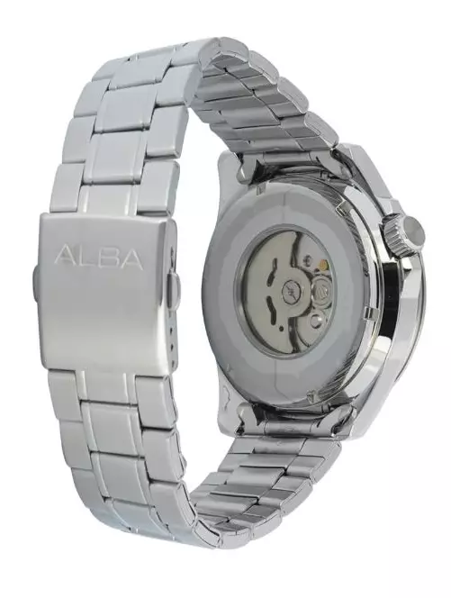 Jam Tangan Pria Alba Sport AL4717 AL4717X1 Strap Stainless Steel Silver Automatic Black Silver Motif Dial Silver Black Color