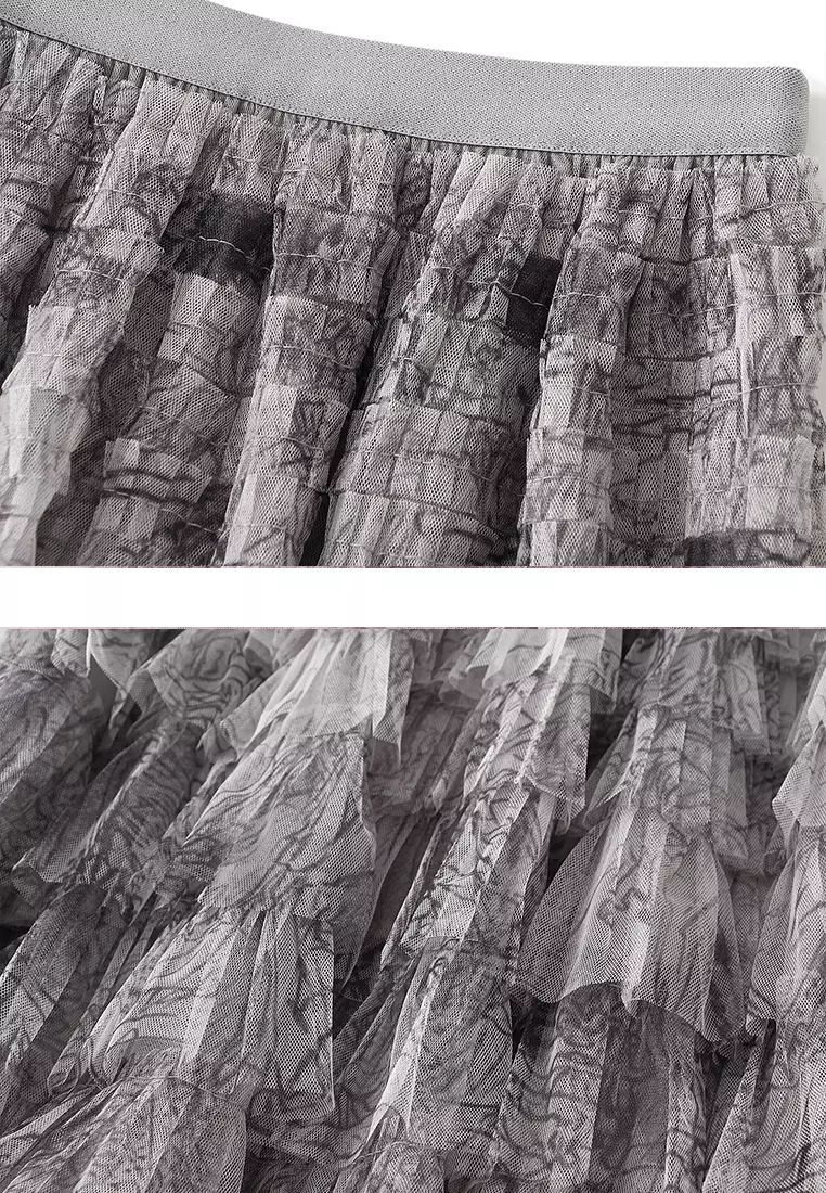 扎染網紗蛋糕裙 AF-0327