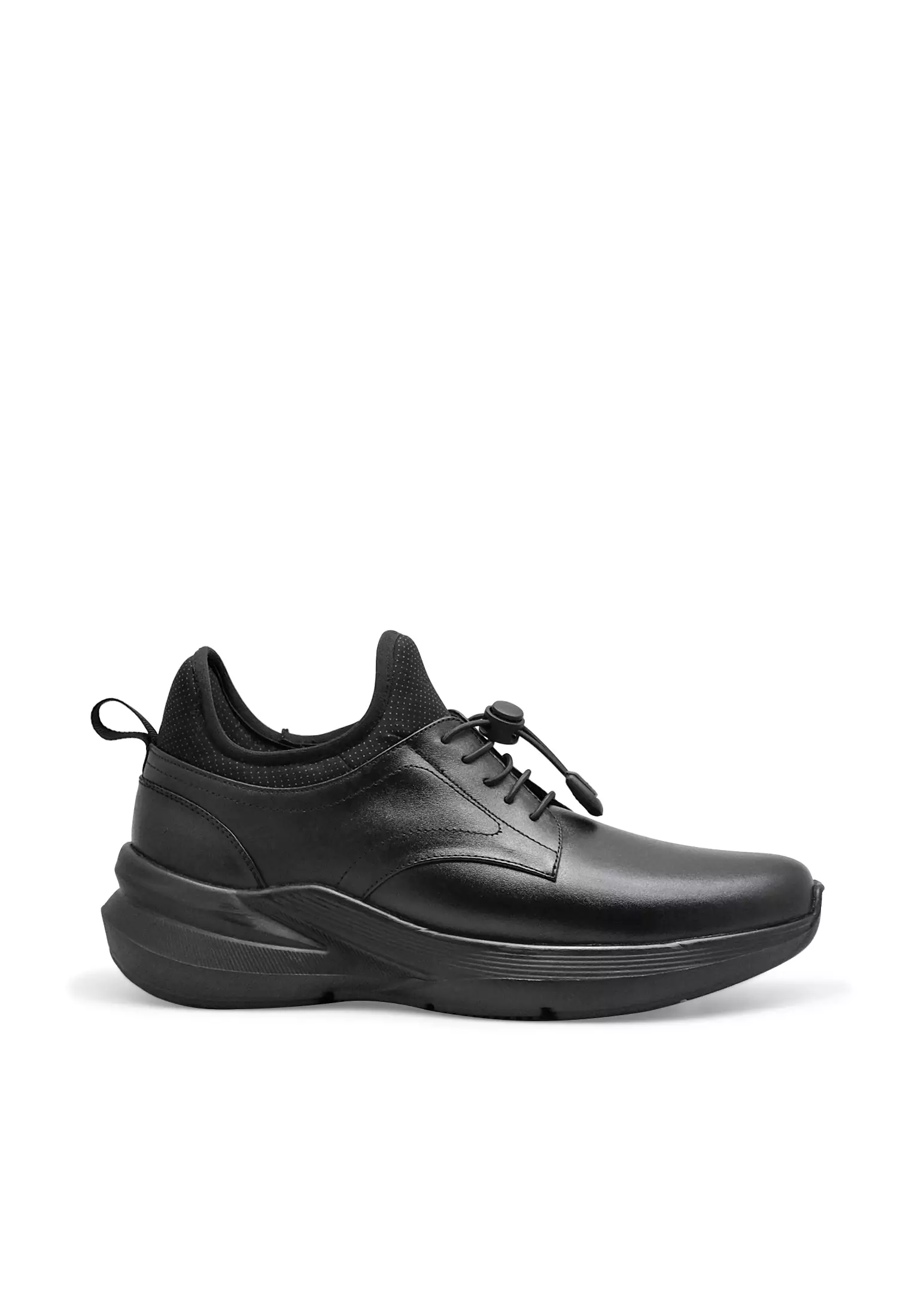Flavio Sepatu Sneakers Casual Pria  Tali Kulit Asli  Sol Ringan  Black