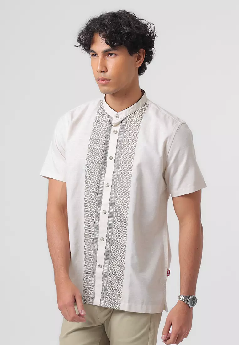 Kemeja Koko Pria Lengan Pendek Baju Muslim Pria REEM LIGHT BEIGE
