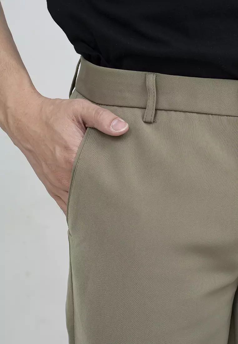 Celana bahan kerja reguler panjang formal lurus (BUKAN SLIM FIT) Hijau