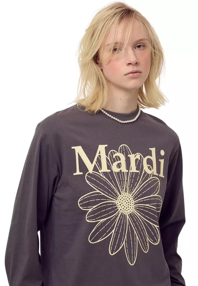 Tshirt Long Sleeve Flowermardi - Charcoal Cream