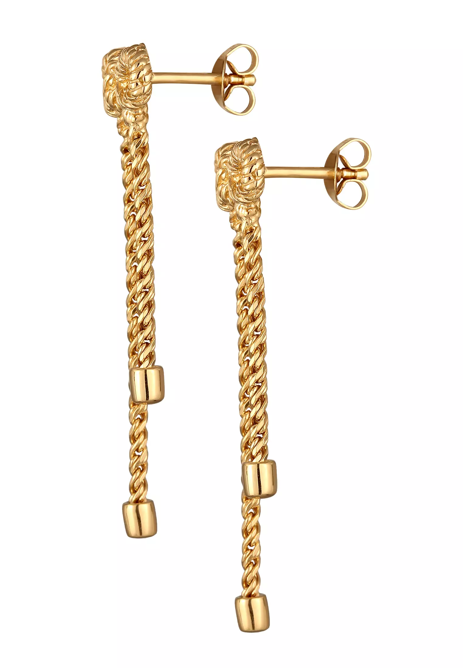 Earrings Stud Bow Chain Look In Gold Plated