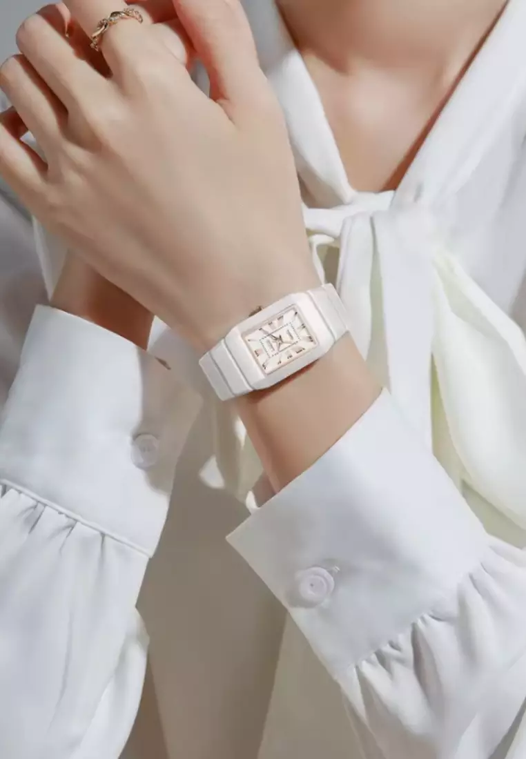 Ladies Ceramic Quartz Watch, 23x31mm, Ceramic Bracelet