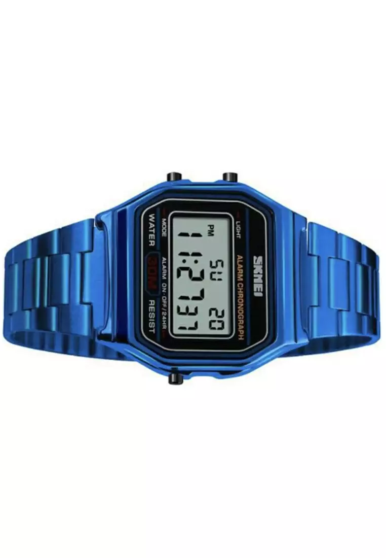 Jam Tangan Kasual Digital Pria Waterproof Many Function Strap Tali Material Stainless Steel WI82 ORIGINAL