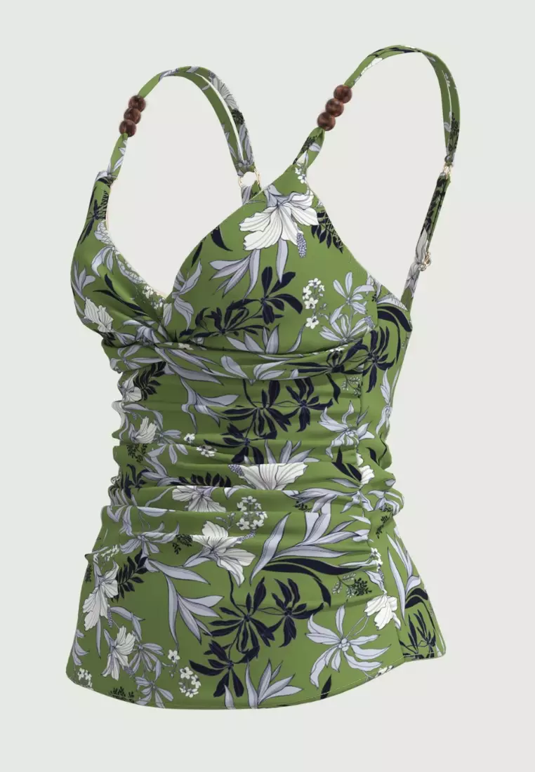 Wild Hibiscus Sea Green Plus Cup Tankini