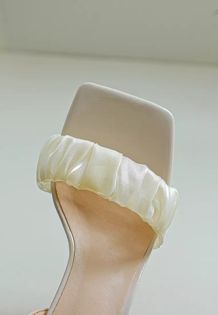 6.5CM Pleated Strap Crystal Heel Sandals BY665-9