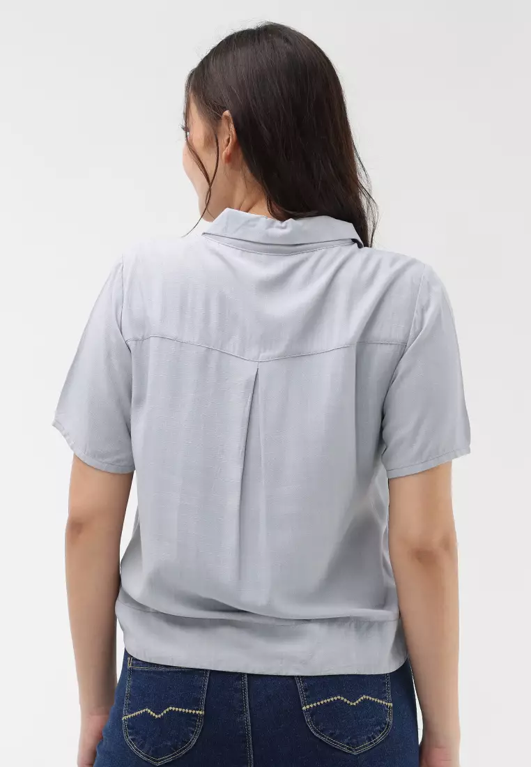 Soft Linen Woven Short Sleeves Blouse
