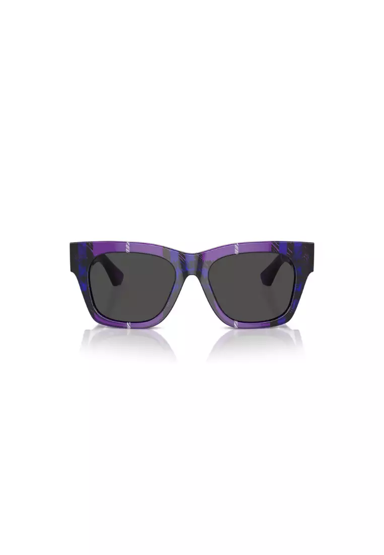 [Buy 1 Gift 3] Women's Square Frame Check Violet Acetate Sunglasses - BE4424