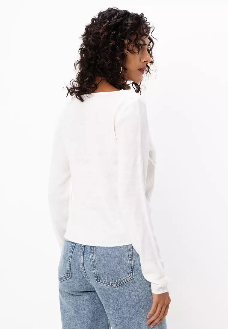 Knitted Top With Frill Seam Corset Detail