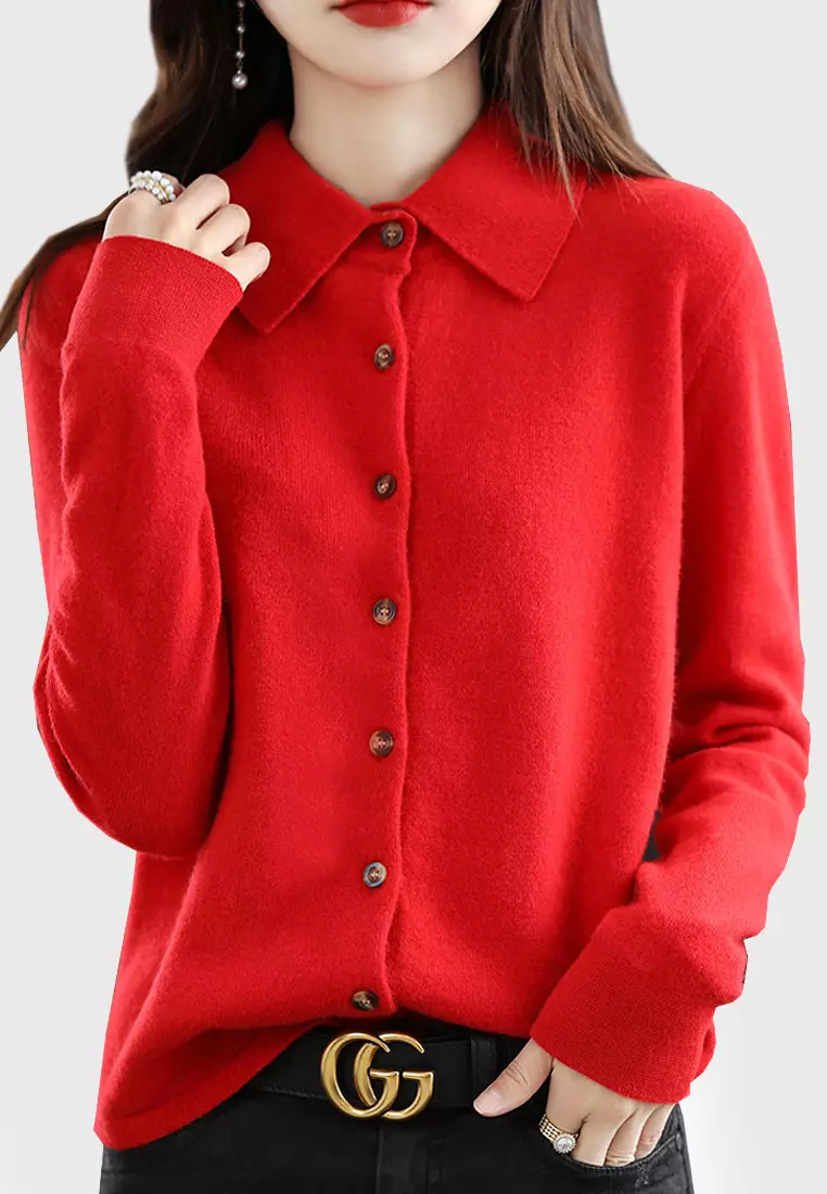 Red cardigan clearance womens sweater
