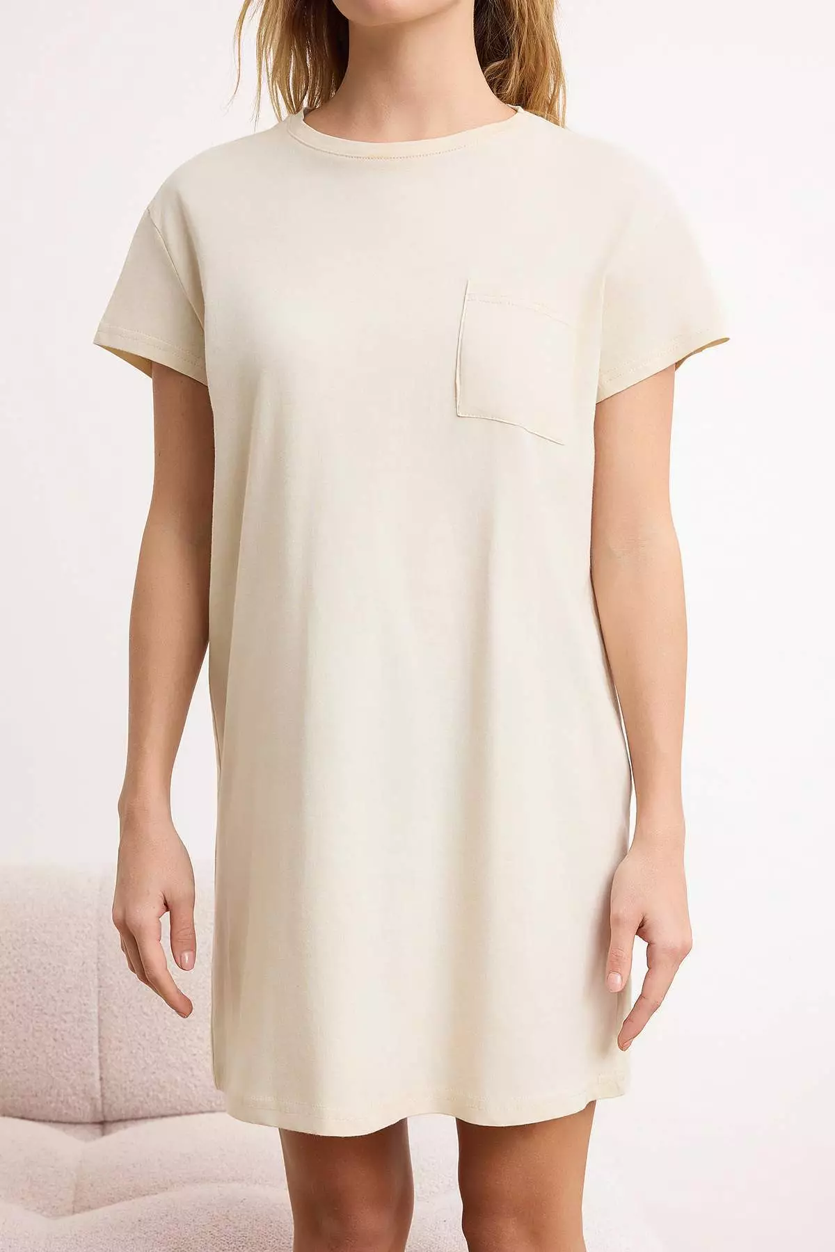 Ecru-Brown 2-Pack 1% Cotton Piece Pocket Detail Knitted Nightgowns Thmss25Gc2