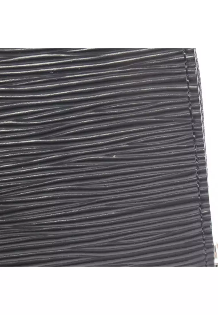 Pre-Loved Louis Vuitton zippy coin purse Epi Noir card case coin purse leather black