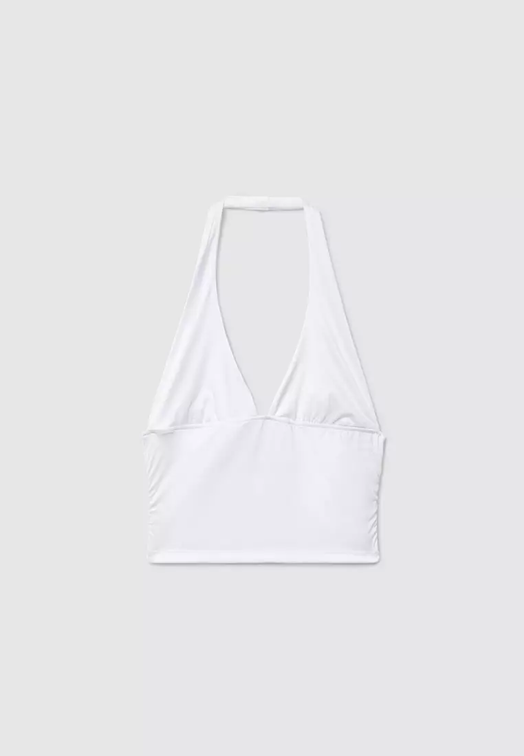 Women's Halter Deep V-Neck Crop Top