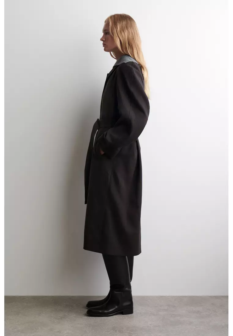 WOOL-BLEND LONG TRENCH COAT