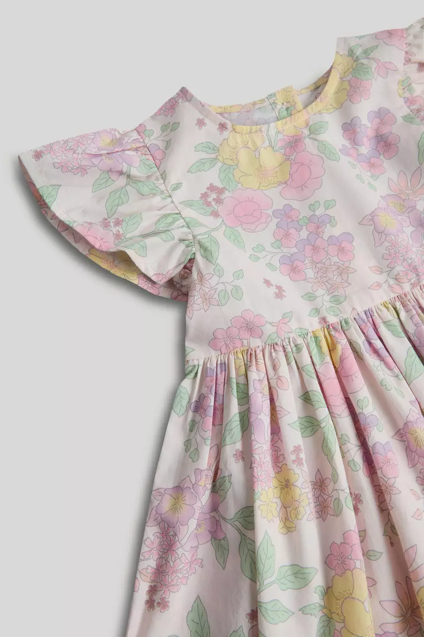 Mothercare Floral Cotton Dress - Dress Anak Perempuan (Krem)