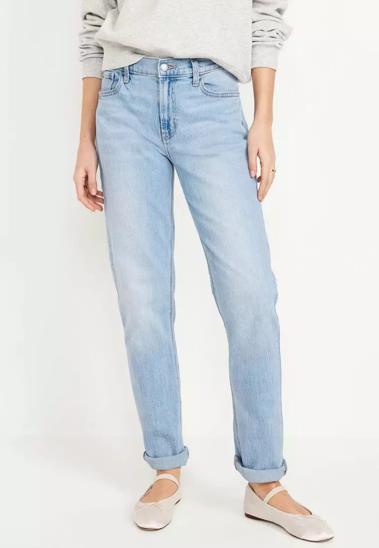 Mid-Rise Wow Boyfriend Straight Jeans
