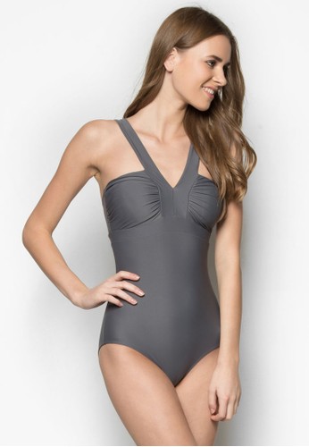 zalora時尚購物網的koumi koumiClassic Merlot 2 抓皺連身泳裝, 服飾, 泳裝