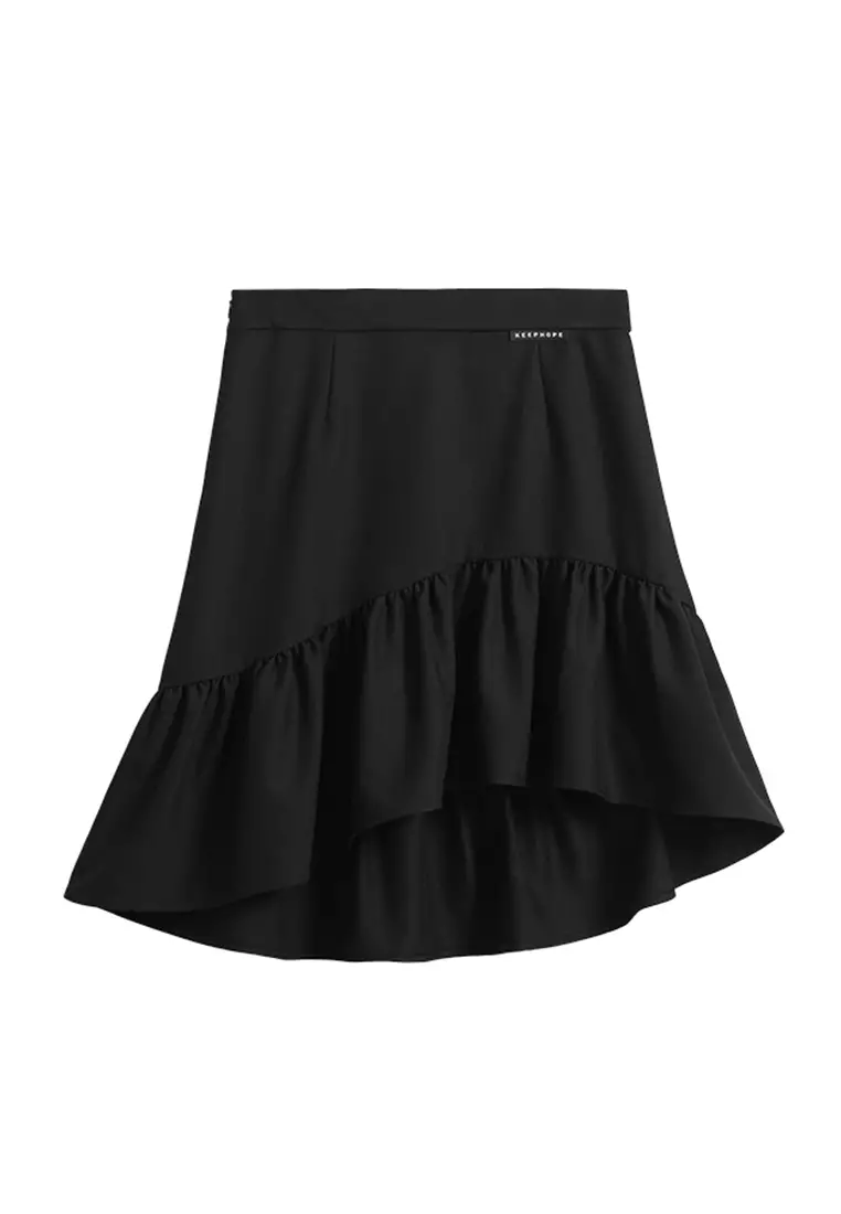 Asymmetrical Ruffle Midi Skirt