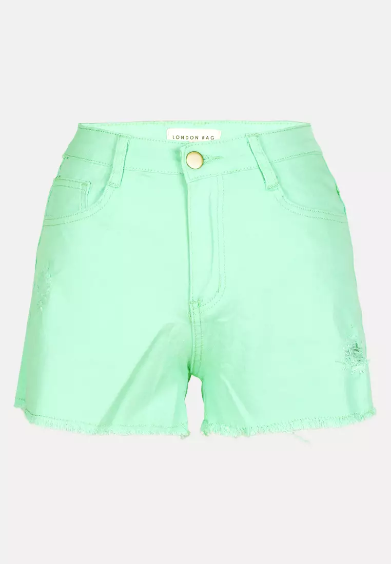 Lime green discount denim shorts
