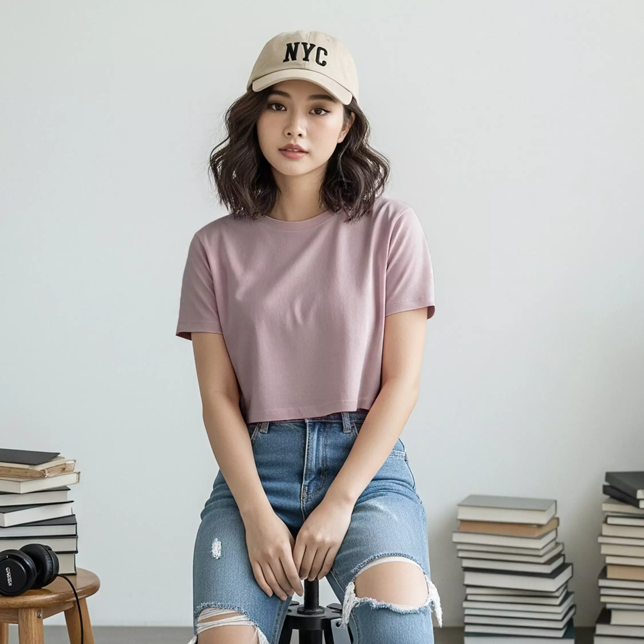 Kale VIONA WOOD ROSE / Atasan Crop Wanita / Kaos Wanita / Baju Cewek