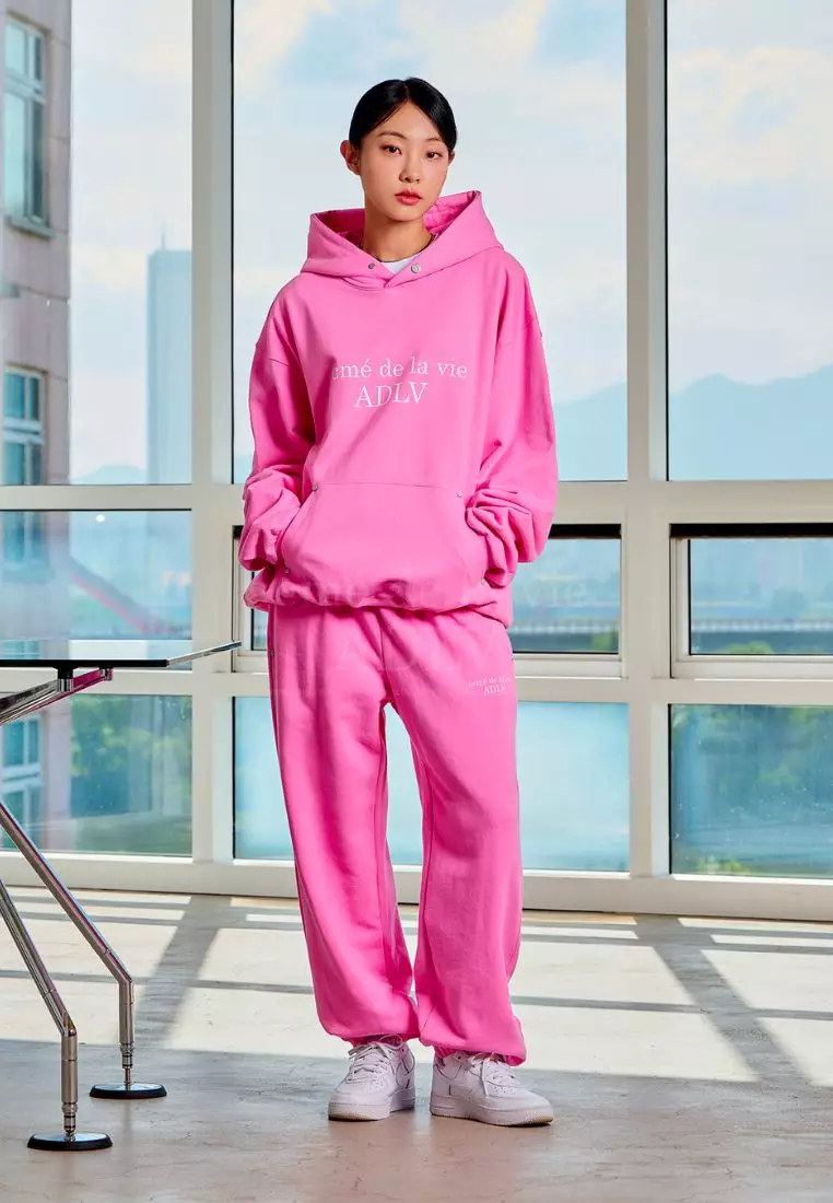 [ADLV] Acmedelavie Basic Logo Rivet Point Hoodie Pink