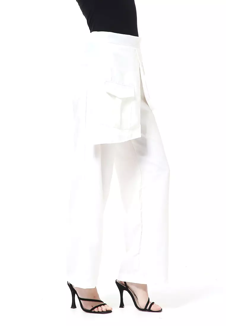 Stella Long Pants Celana Panjang Kasual Wanita Model Pocket Material Cotton ORIGINAL - White
