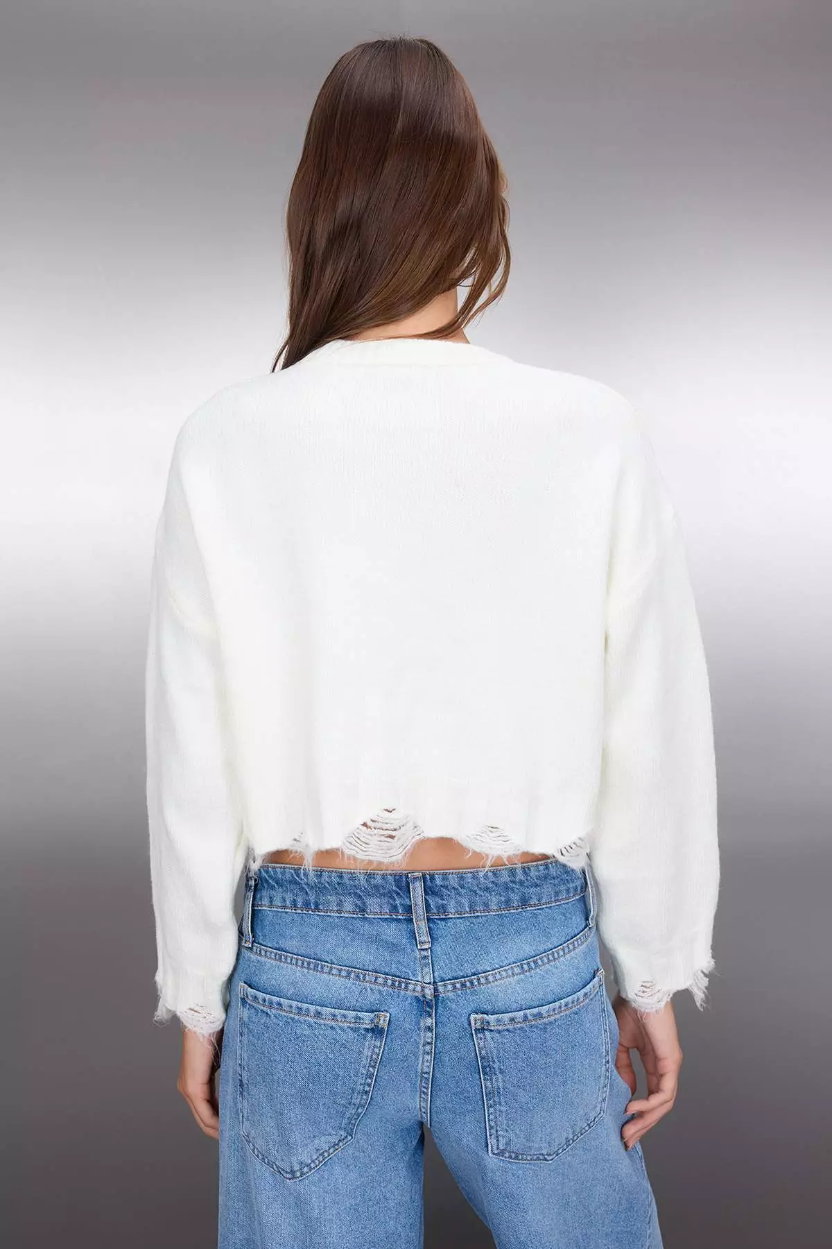 Crop Super Wide fit Soft Textured Knit Sweater