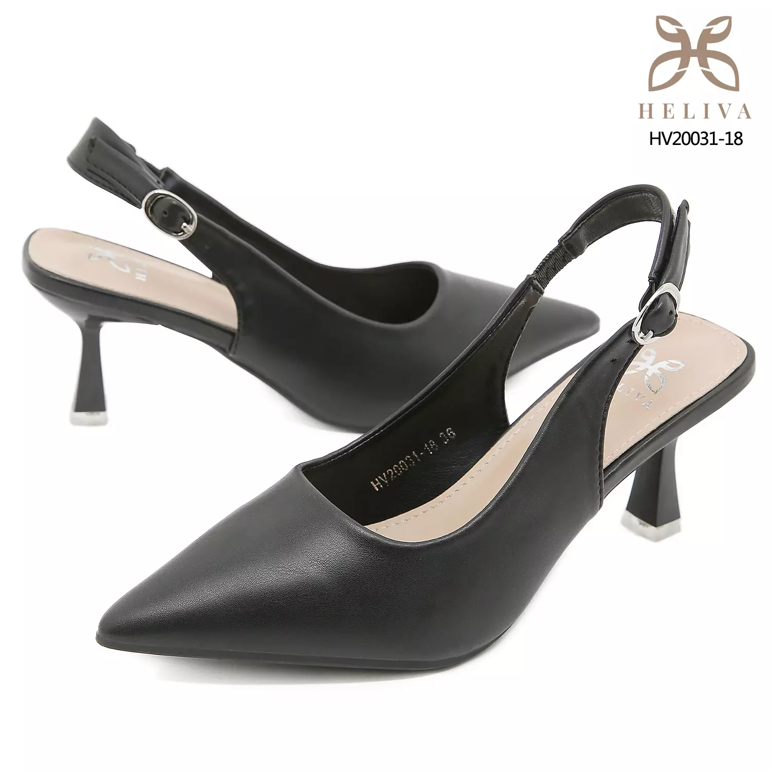Heliva Windy Elegant Matte Slingback Heels with Sculpted 6.5cm Heel HV20031-18