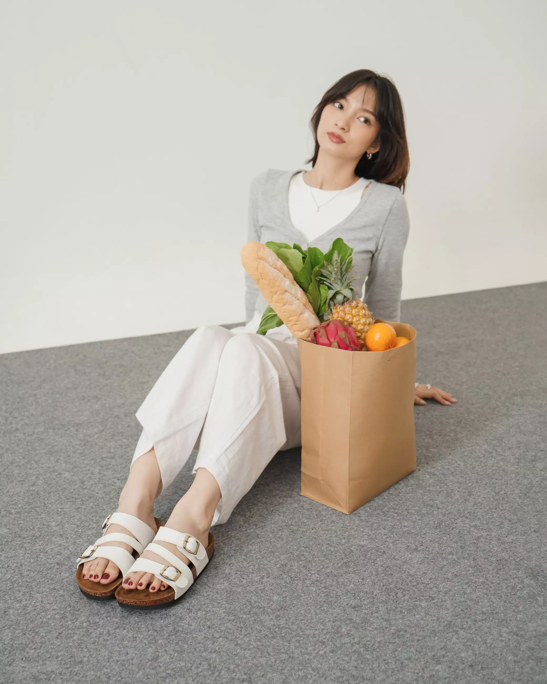Urnam Sandal Wanita Marhadi Slide Strap Nyaman Kasual Sunday Series - White