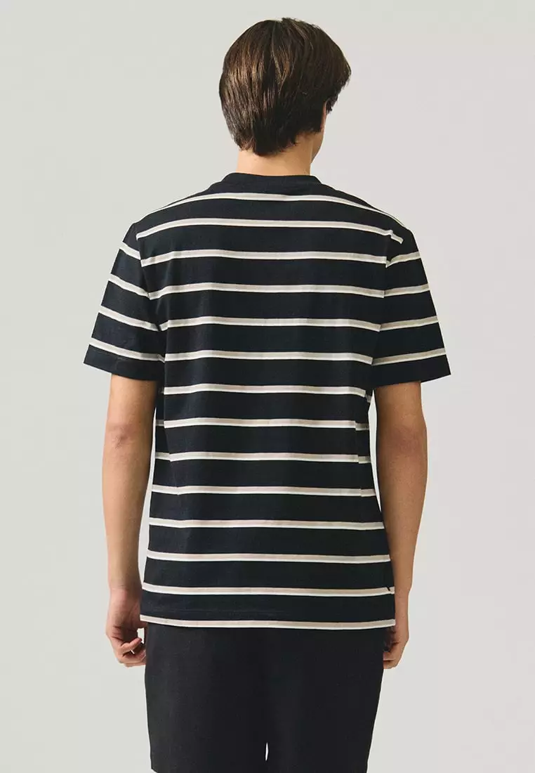 Regular Fit Striped T-Shirt In Brushed Heavy Jersey