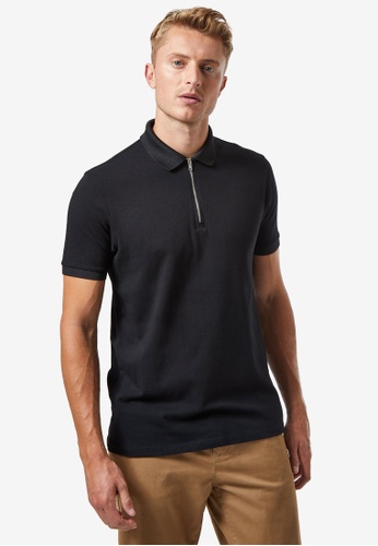 Download Buy Burton Menswear London Black Zip Neck Polo Shirt 2020 ...