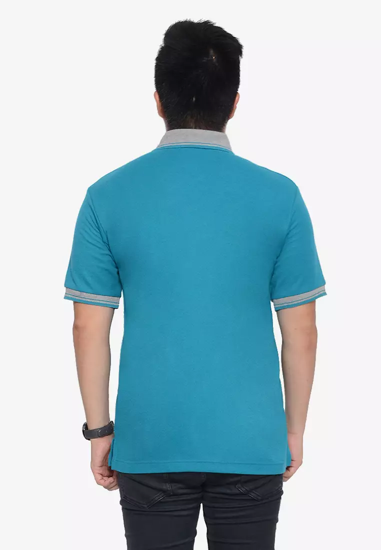 Andre Michel Kaos Polo Shirt Lengan Pendek Kerah Abu Biru Salem 933-82