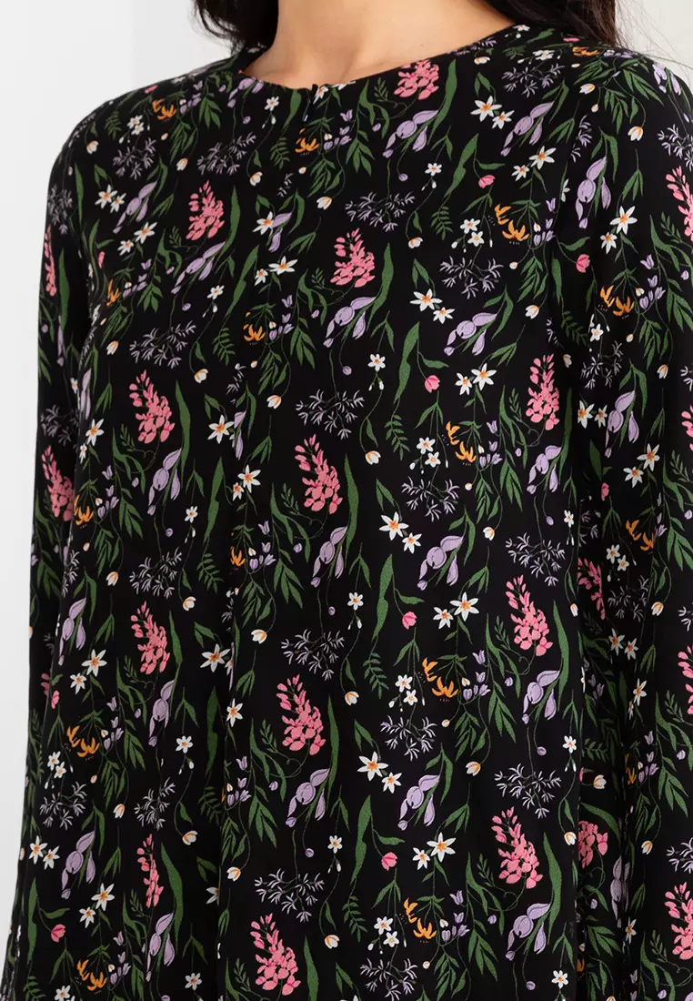 Blissful Blooms Zip Front Kurung Kedah Kain Lipat Depan