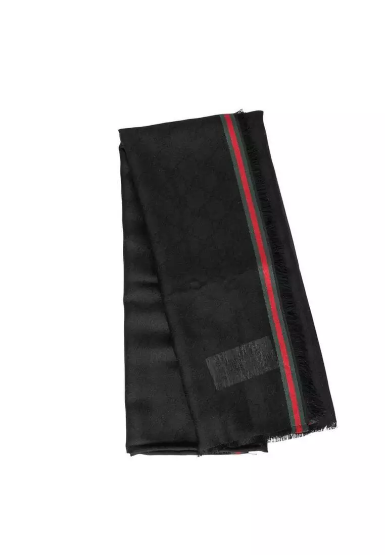 Gg Silk Cotton Stole Scarf