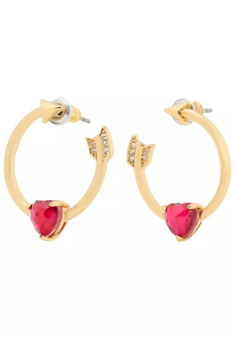 Buy Kate Spade Lovestruck Heart And Arrow Hoops Earrings in Red