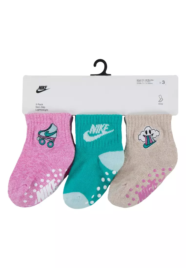 Nike N is for Nike Gripper Ankle Socks (3 Pairs) Baby Socks