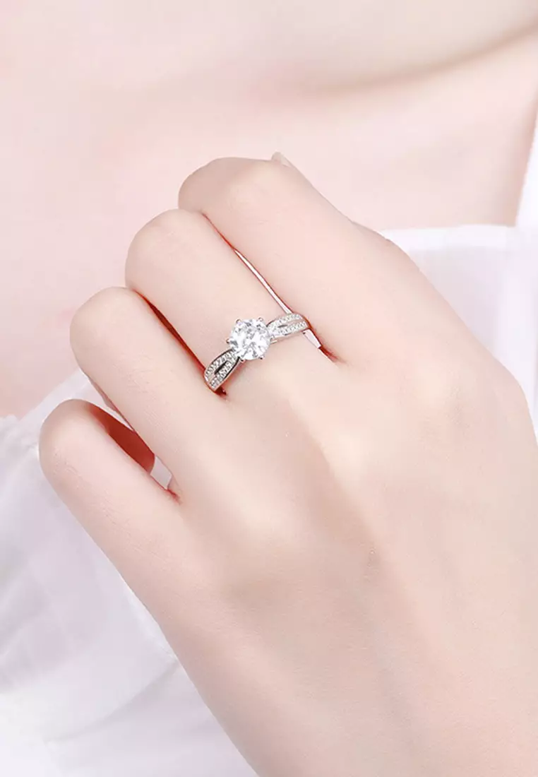 Cincin Wanita Aksesoris Berlian 2 Karat Sertifikat GRA Tunangan Perhiasan Original Rings