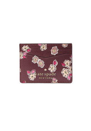 Kate Spade red and multi Kate Spade Tinsel Boxed Small Card Holder Deep Berry Multi K9299 F6E3CAC15EF268GS_1