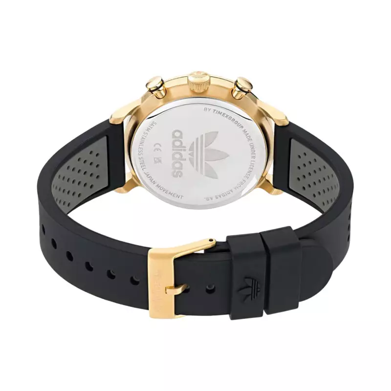 Jam Tangan Unisex Adidas Code One AOSY23521 Chronograph Black Dial Black Silicone Strap