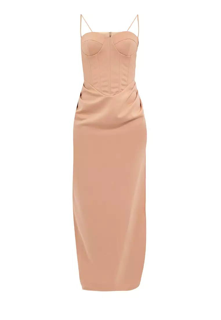Liora Bustier Draped Maxi Dress