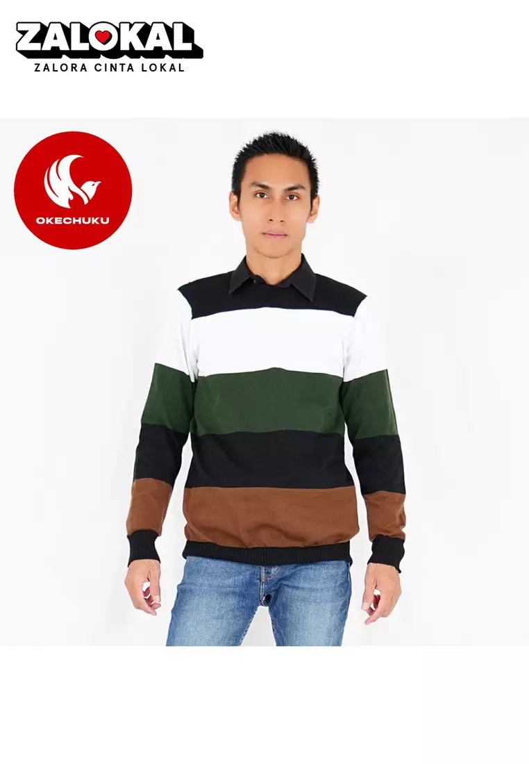 OKECHUKU Bruno Sweater Pria Knit Sweater Rajut Pria Switer Pria Korea