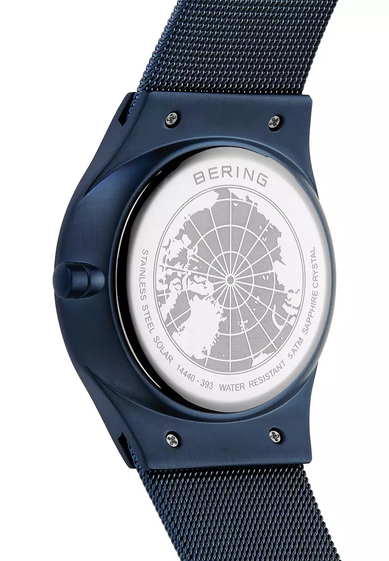 Men's Blue Steel Mesh Bracelet and Blue Dial Solar Watch - 14440-393